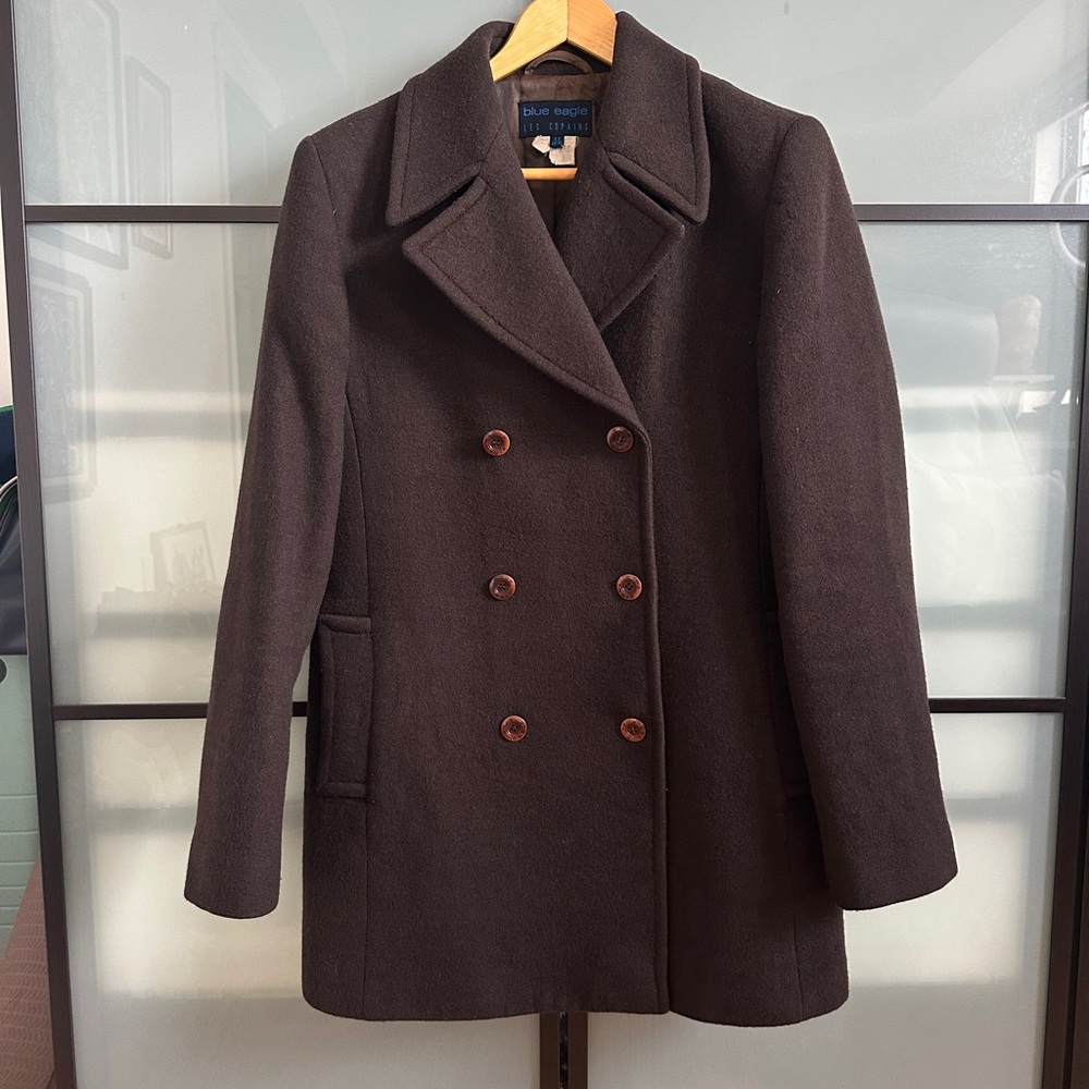 Les Copains Brown Double-Breasted Coat
